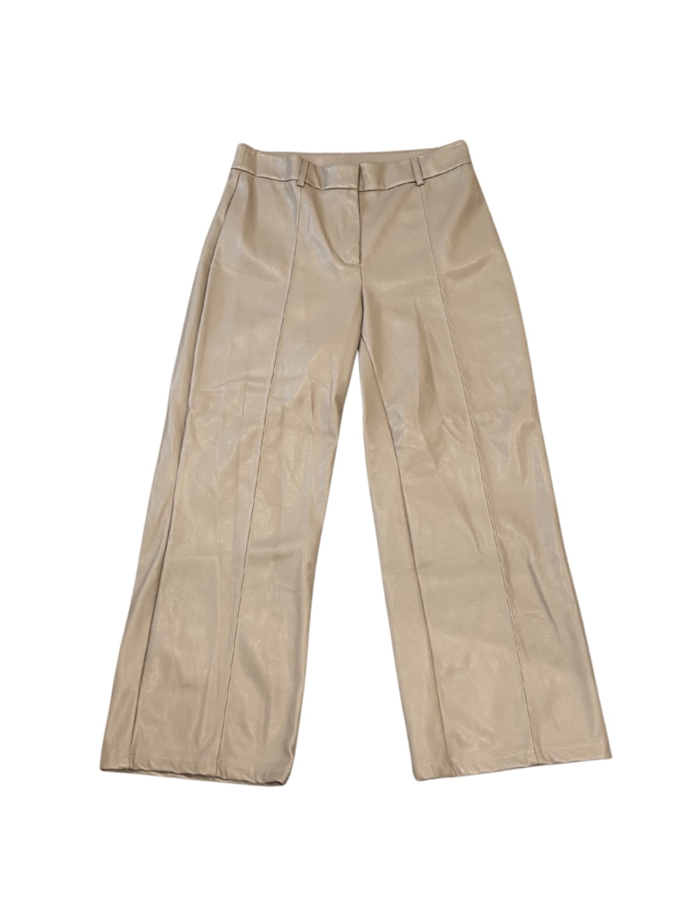 7 For All Mankind Vegan Leather High Rise Wide Leg Crop Pants | Taupe | Size M